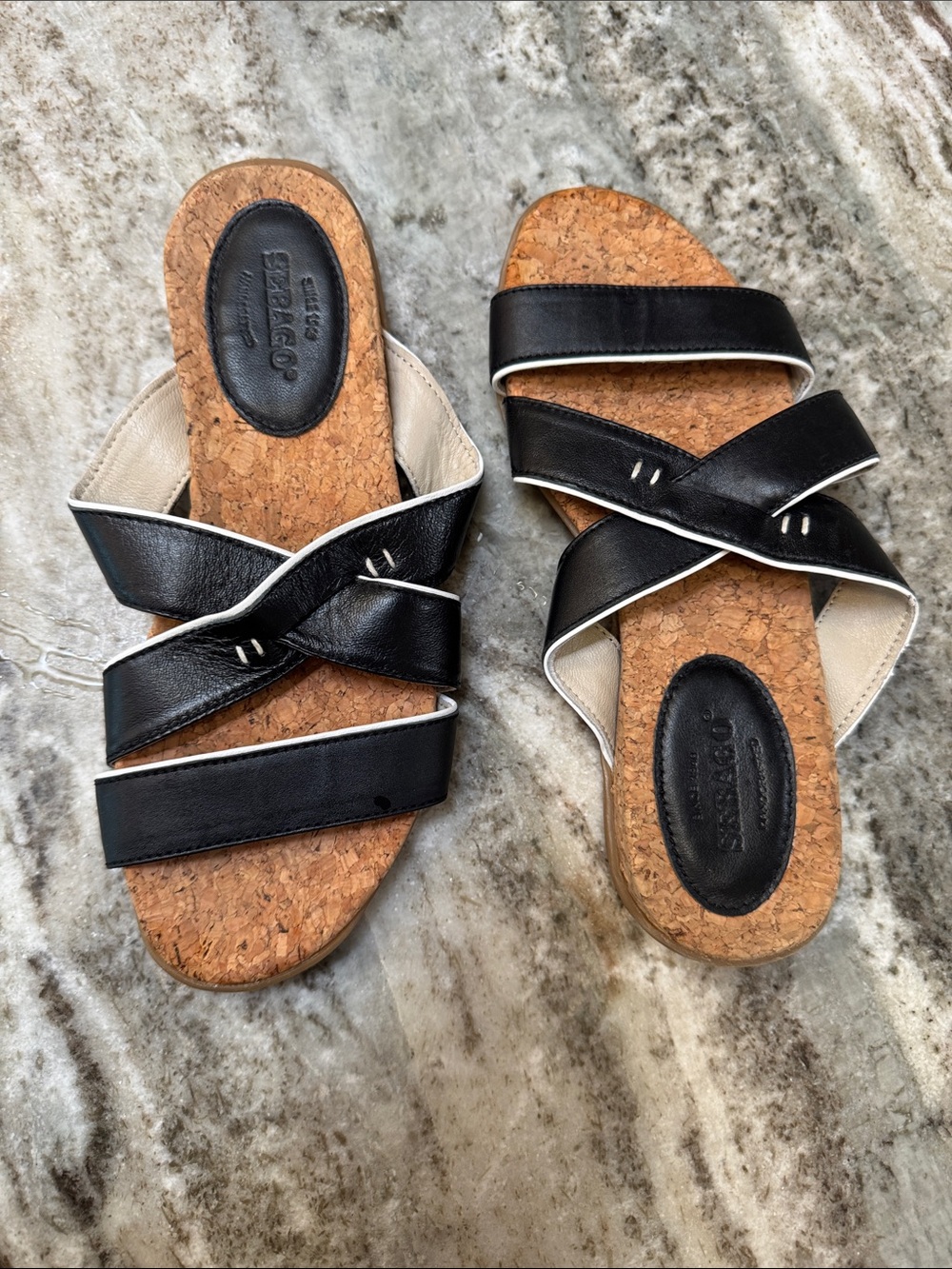 Sebago Cork Cross-Strap Slide Sandals - Size 7